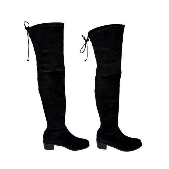 Stuart Weitzman Midland Over The Knee Tie Boots Black Suede Leather Size EU 40 - Picture 1 of 9